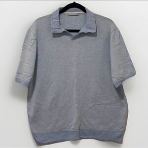 Alashan Johnny Collar Polo Cotton-Cashmere in Blue